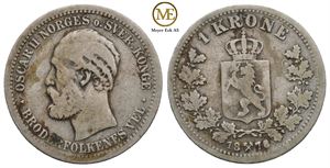 1 krone 1878 Oscar II. Kv.1
