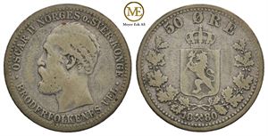 50 øre 1880 Oscar II. Kv.1-