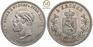 2 kroner 1902 Oscar II. Kv.1+/01