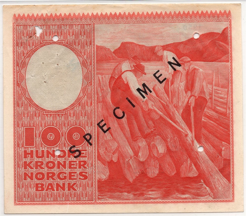 100 kroner 1950 X.0000000 Specimen. Kv.01
