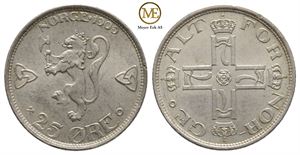 25 øre 1909 Haakon VII. Kv.0