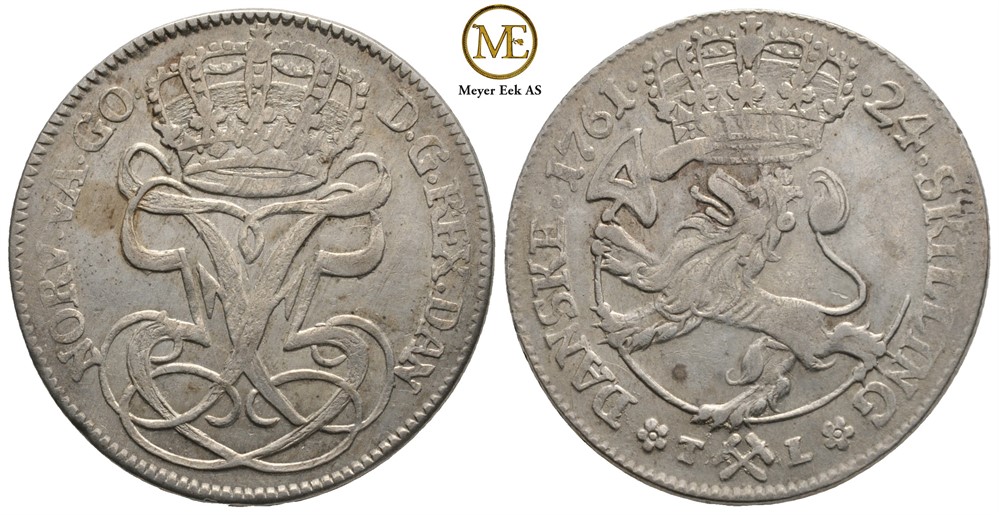 24 skilling 1761 Frederik. Kv.1+
