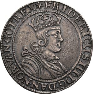 2 speciedaler 1653 Frederik III. RRR. Kv.1+