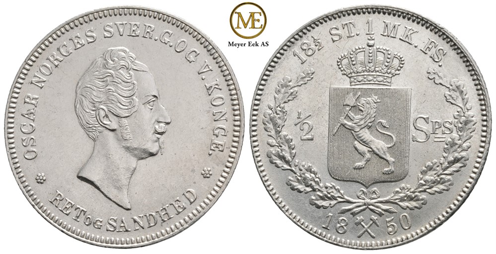 1/2 speciedaler 1850 Oscar I. Kv.0