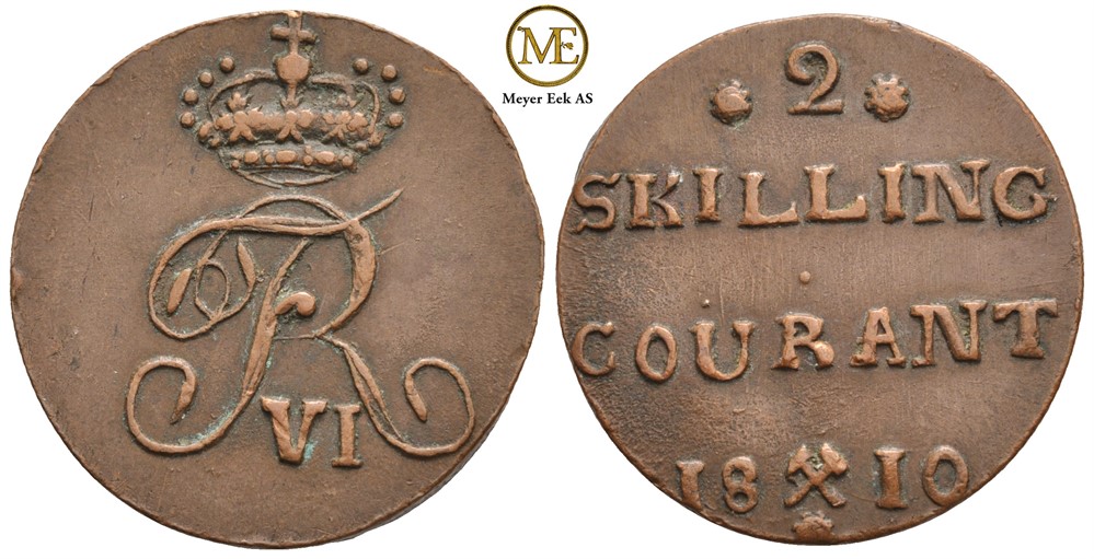 2 skilling 1810 Frederik VI. NMD.5a. Kv.1+/01