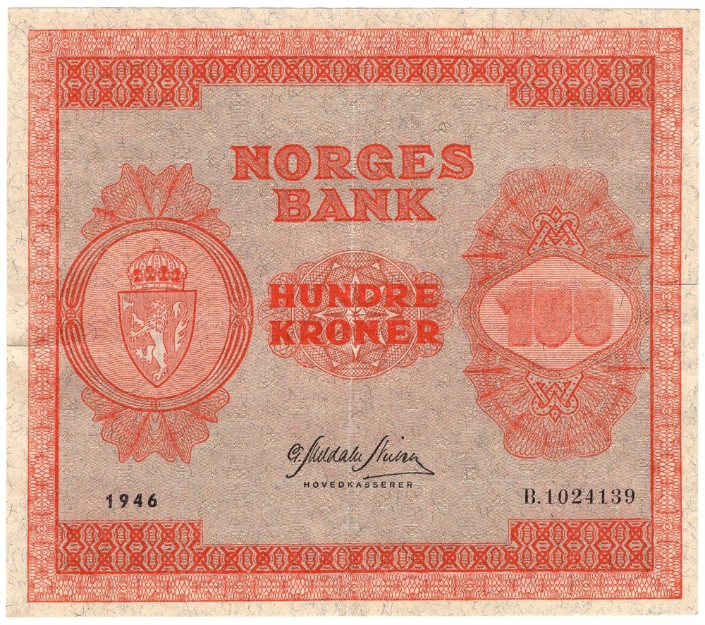 100 kroner 1946 B.1024139. Kv.1+