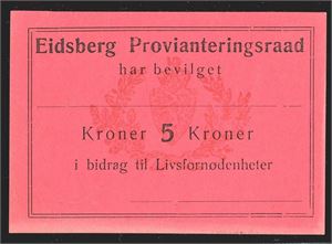 Eidsberg provianteringsraad 5 kr u.år kv. 0/01