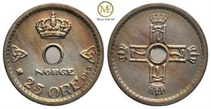 25 øre 1929 Haakon VII. Kv.0