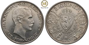 2 kroner 1913 Haakon VII. Praktfull. Kv.0