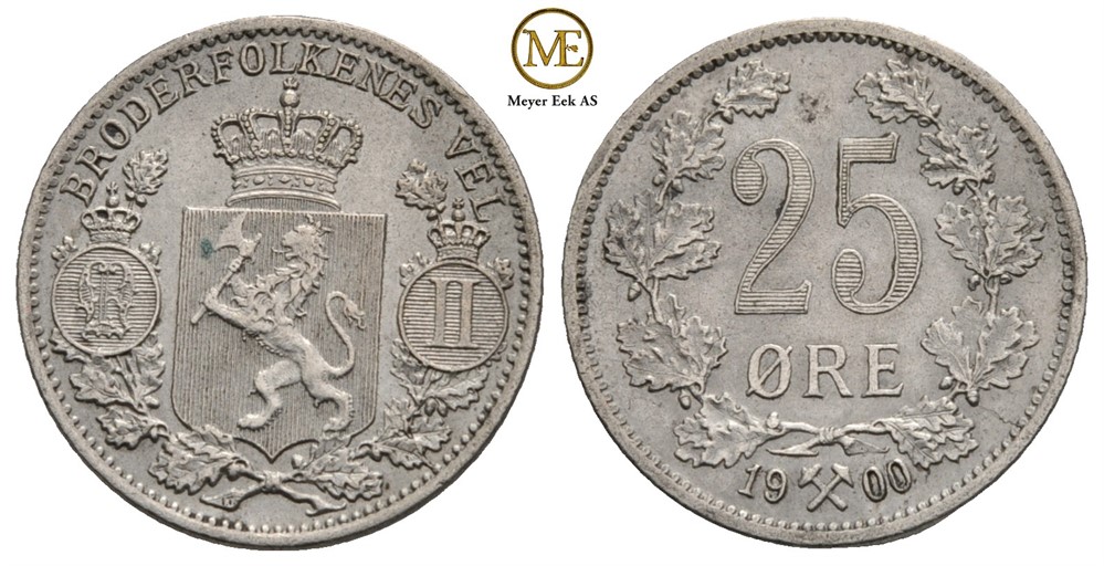 25 øre 1900 Oscar II. Kv.01