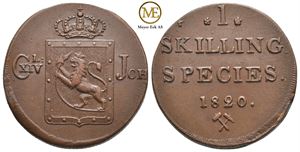 1 skilling 1820 Carl XIV Johan. Kv.01