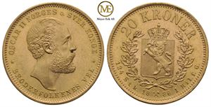 20 kroner 1886 Oscar II. Kv.0/01