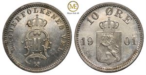 10 øre 1901 Oscar II. Kv.0