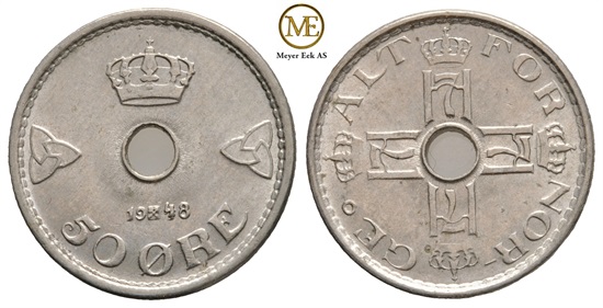 50 øre 1948 Haakon VII. Kv.0