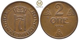 2 øre 1914 Haakon VII. Kv.01