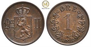 1 øre 1885 Oscar II. Kv.1+/01