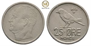 25 øre 1958 Olav V. Prøvemynt. Kv.01