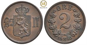 2 øre 1893 Oscar II. Kv.0/01