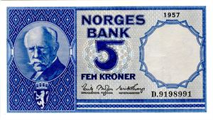 5 kroner 1957 D Kv.0