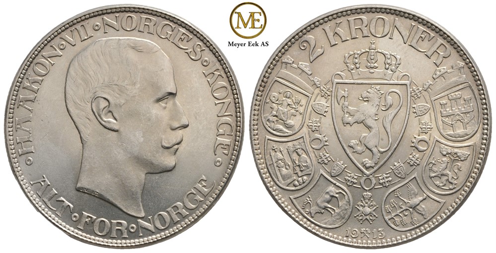 2 kroner 1913 Haakon VII. Kv.0