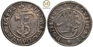 2 mark 1649 Frederik III. Kv.1+