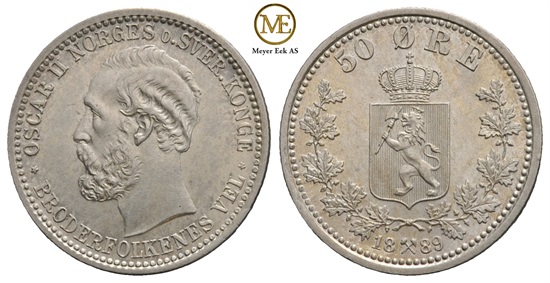 50 øre 1889 Oscar II. Kv.0