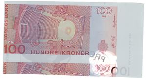 Prøvetrykk 100 kroner 7 Utgave i polymer. Kv.0