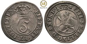 8 skilling 1672 Christian V. Kv.1+