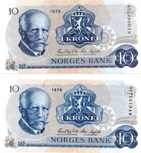 10 kroner 1979 HU og HV erstatning