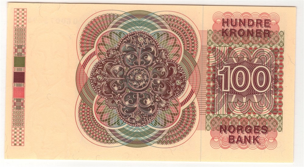 100 kroner 1977 erstatningssedel QG. EPQ 65 Kv.0