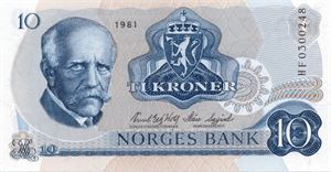 10 kroner 1981 HF erstatning ex. Mynt og Seddel 22.2.14