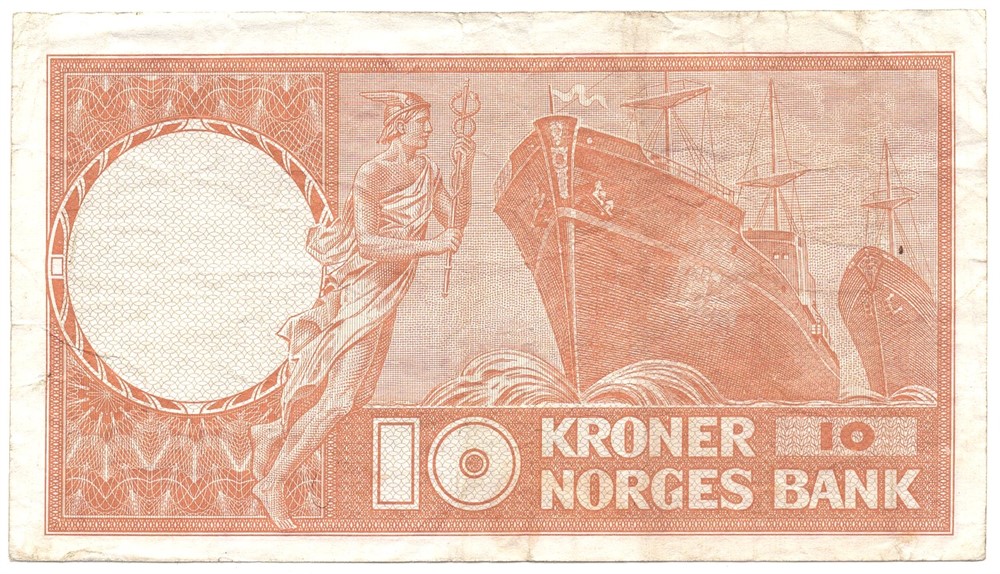 10 kroner 1972 Z.5014020 5-million erstatningsseddel. Kv.1/1-