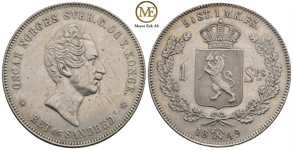Speciedaler 1849 Oscar I. Kv.01