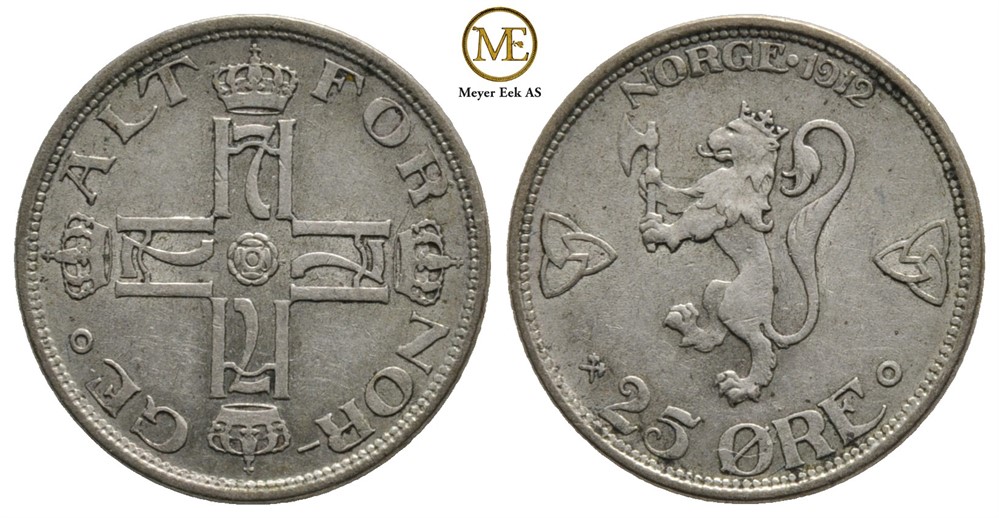 25 øre 1912 Haakon VII. Kv.1+/01
