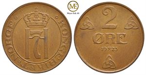 2 øre 1923 Haakon VII. Kv.0