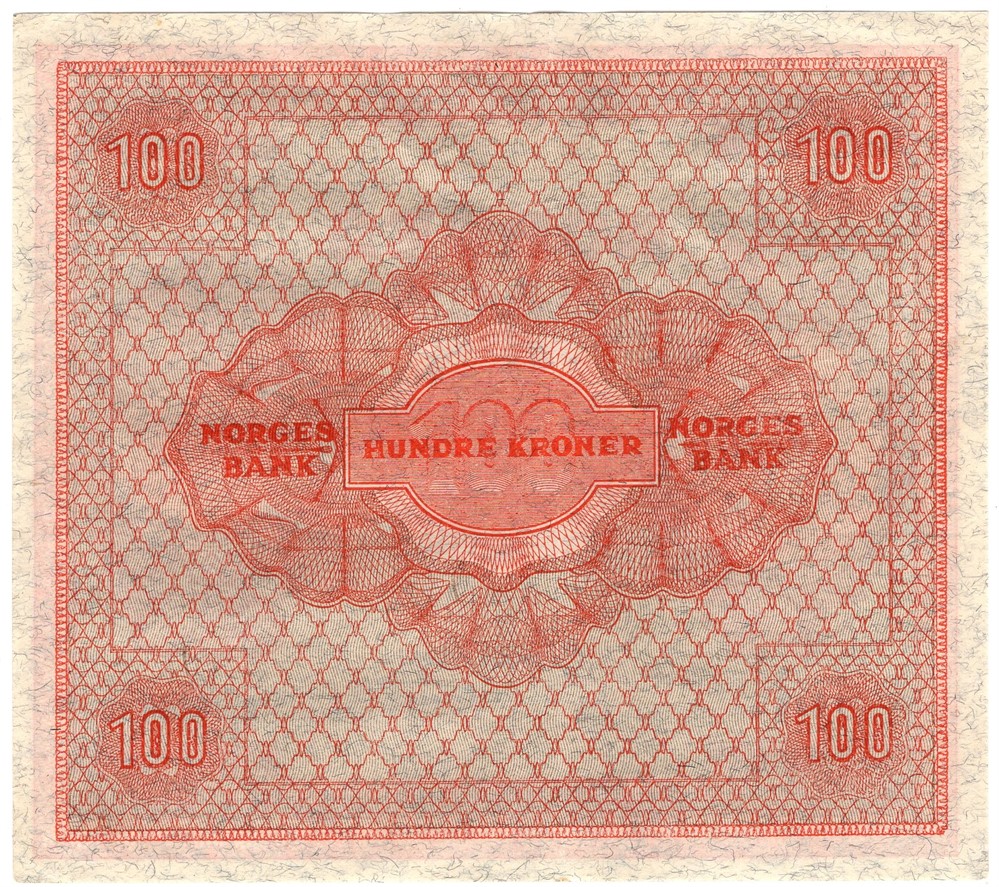 100 kroner 1945 Z.8015134 erstatningsseddel. Kv.01