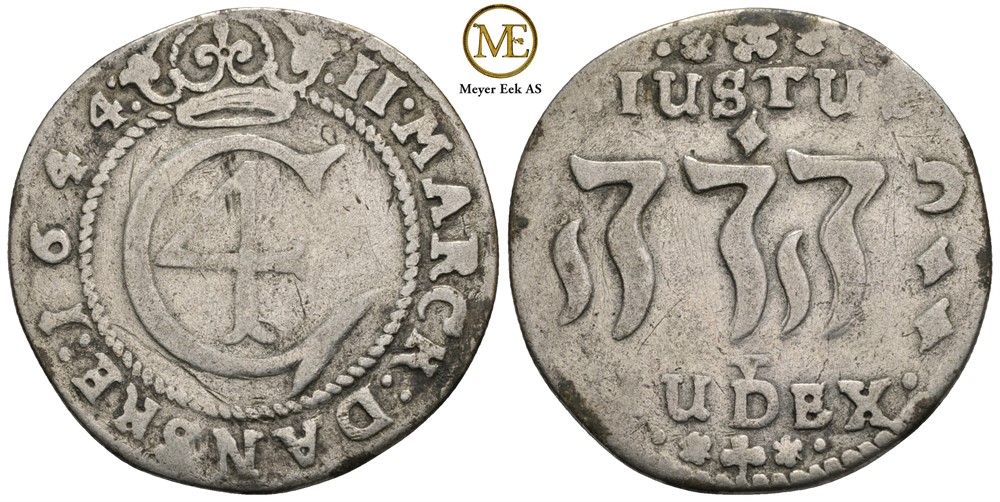 2 mark 1644 Christian IV Ex. Bruun Rasmussen 2015. NM.113. Kv.1