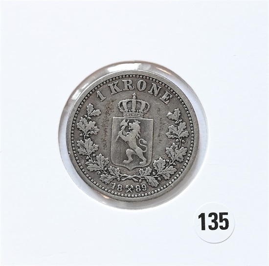 Norge 1 krone 1889 kv. 1/1-