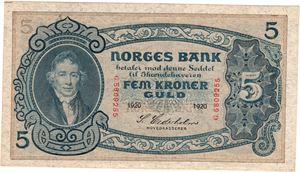 5 kroner 1920 G.5809255. Kv.0/01