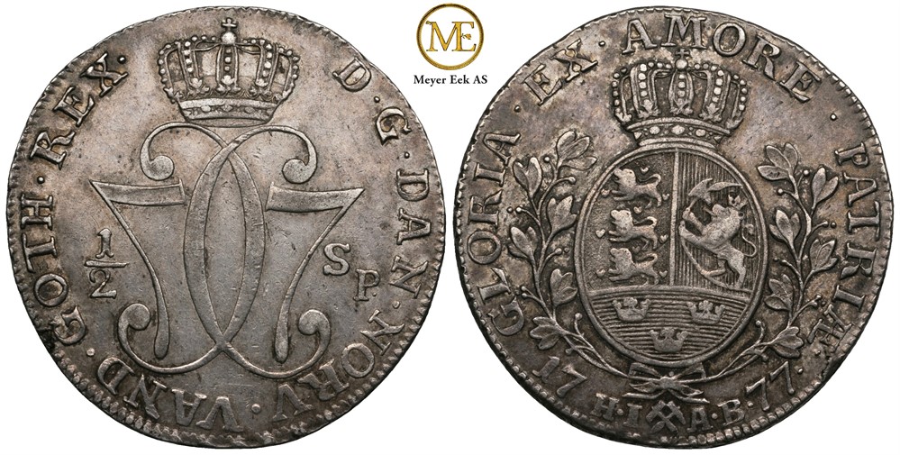 1/2 speciedaler 1777 Christian VII. Kv.1+/01
