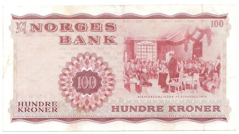 100 kroner 1966 Z.0637663. Erstatningsseddel. Kv.1/1+
