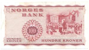 100 kroner 1966 Z.0637663. Erstatningsseddel. Kv.1/1+