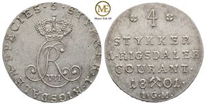 1/5 speciedaler 1801. Christian VII. Kv.1+