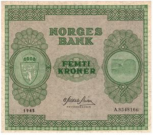 50 kroner 1945 A.8548166. Kv.01