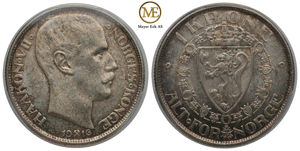 1 krone 1916 Haakon VII. Kv.0/01