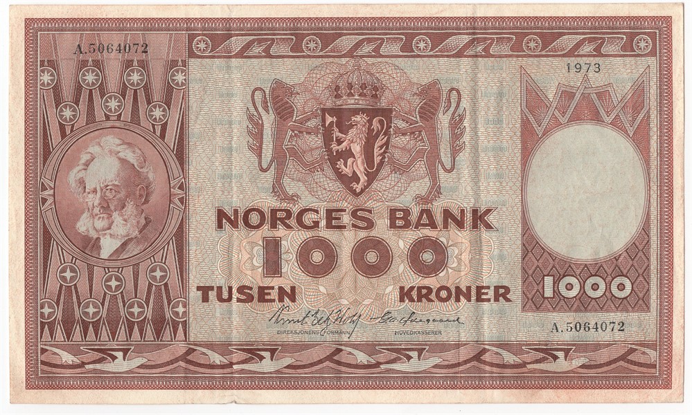 1000 kroner 1973 A.5064072. Kv.1+