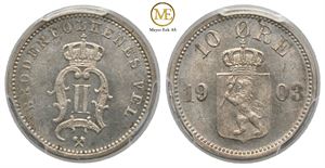 10 øre 1903 Oscar II. Kv.0