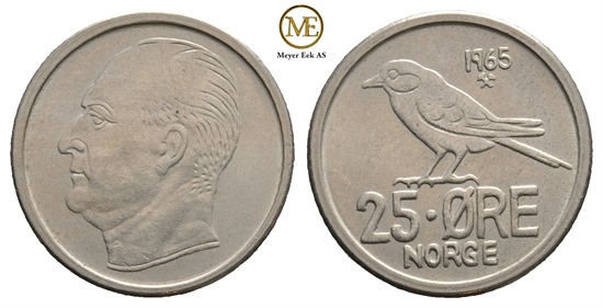 25 øre 1965 Olav V. Kv.0