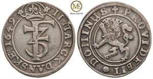 2 mark 1649 Frederik III. Kv.1+