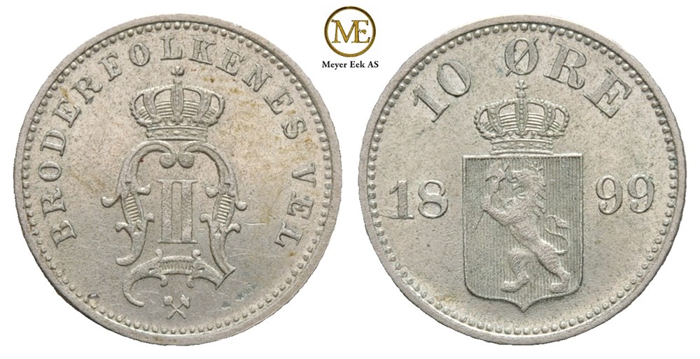10 øre 1899 Oscar II. Kv.0